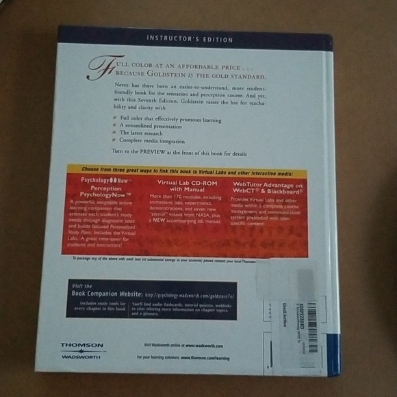Sensation And Perception Instructor's Edition Hard Cover Text - Picture 2 of 4